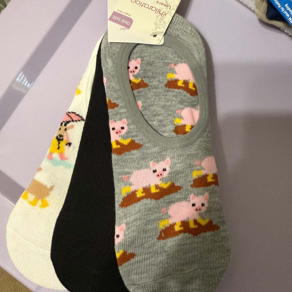 Xhilaration Women's Multicolor Woodland Critters 3pk Liner Socks